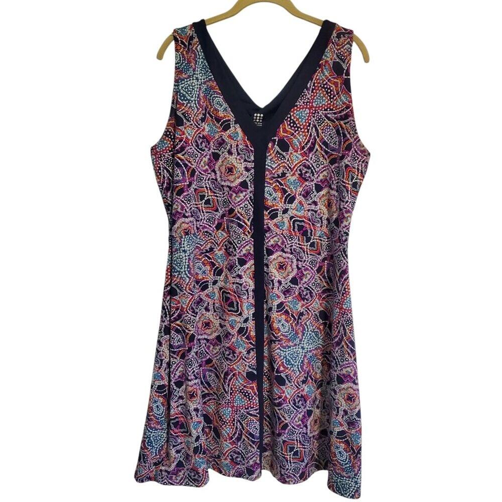 Title Nine Hillary Dream Dress Sleeveless V-Neck Purple Navy Pink Floral Paisley